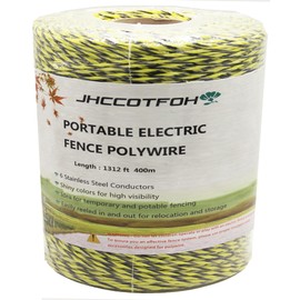 Electric Fence Polywire 1312 Feet，400 Meters 6 Conductors Portable Electric-Fence Rope for Reliable Conductivity and Rust Resistance