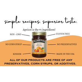 Dillman Farm All Natural Apricot Preserves, Gluten-Free, Non-GMO, Vegan, Kosher, Preservative Free, Corn Syrup Free - Made in USA, 16oz (Pack of 6)