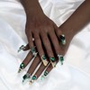 ArtiPrint Press on Nails Set with Emerald Green Large Rhinestones