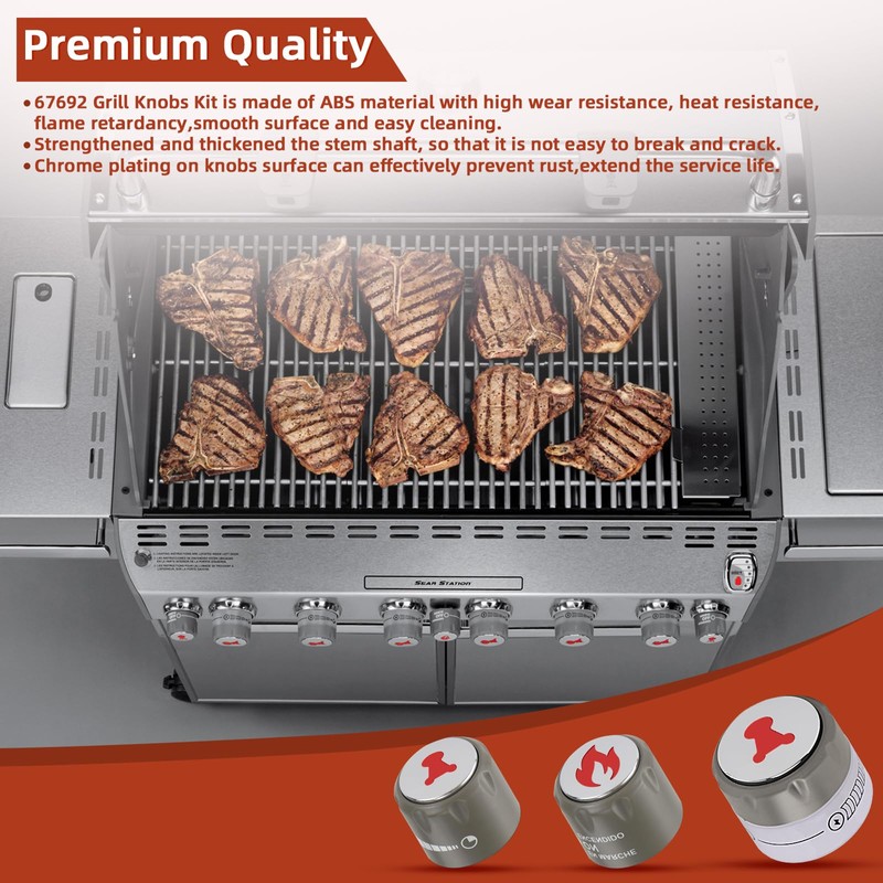 67692 Control Knob Kit for Weber Summit,9 Pack Grill Knobs