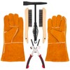 VASTOOLS Welding Accessories,5pc,Chipping Hammer 10.5", Leather Welding Gloves 13.5",6-in-1 Welpers