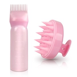 EAPMGQR 2 Stück Haaröl Applikator, Wurzelkamm Applikator Flasche und Haare Massagebürste, HaarfäRbepinsel Flasche Wurzelkamm Applikator Haarfärbemittel Kamm und Kopfmassage Bürste