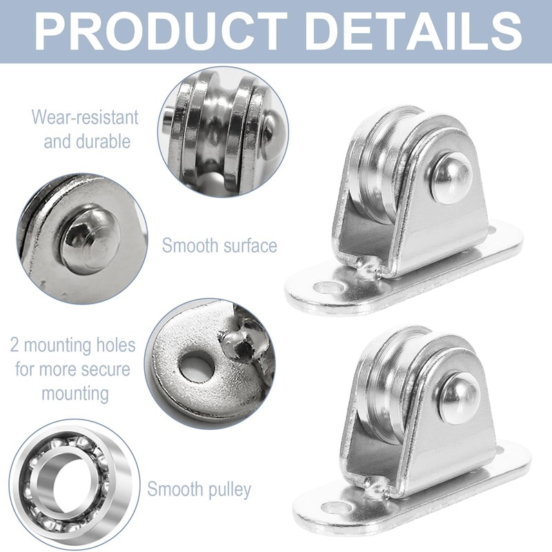 ZcrPrn Washing Line Pulley, Pulley Wheel, 2 Pcs Washing Line
