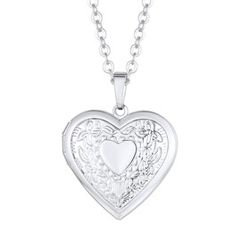 Prosteel Women's Necklace Customisable Heart Pendant Necklace Locket with 55 cm Chain Stainless Steel / 18 K Gold Plated Photo Images Amulet Floating Locket Gift for Mother's Day Valentine's Day