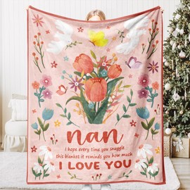 Gleevara Nan Gifts, Gifts for Nan, Nan, Soft Tulip Flannel Blanket Presents for Nan from Grandchildren on Mothers Day, Thanksgiving 157x132 cm