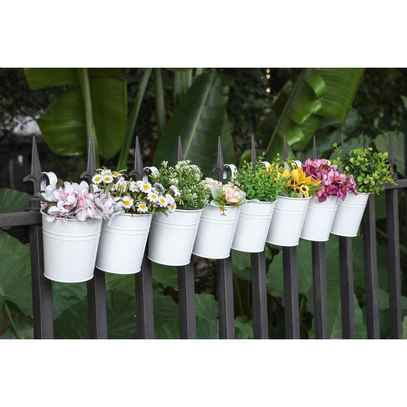 Dahey 10 Pcs Hanging Flower Pots Metal Iron Bucket Planter