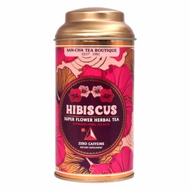 Sancha Tea Boutique, Hibiscus Tea, Caffeine Free Herbal Tisane, 25 Pyramid Bags, Real Hibiscus Flowers, Naturally Sweet & Tart, Perfect Hot or Iced
