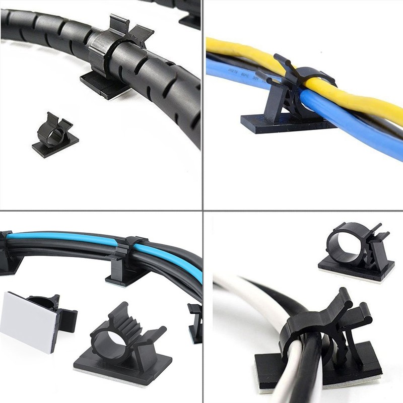 Viaky 30 Pcs Black Clips Self Adhesive Backed Nylon Wire