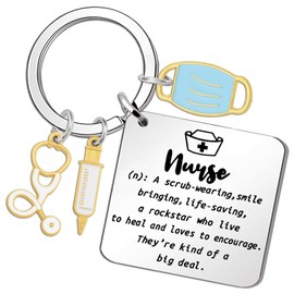 ICHRATI Nurse Gifts for Women Nursing School Essentials for Nurses Week Accessories for Work Medical Assistant Student Gift Female Male Nurse Word Definition Square Keychain Nurse Stocking Stuffers