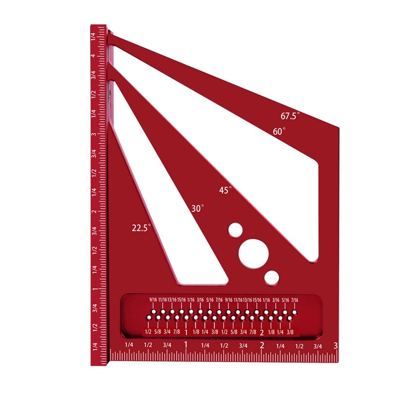 Upgrade Woodworking Measuring Ruler Metric/Inch 3D Multi-Angle Aluminum Alloy 22.5/30/45/60/67.5/90