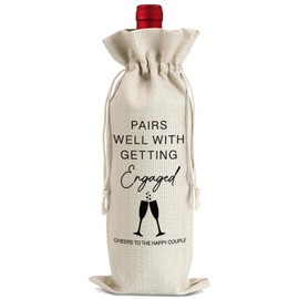 Arosedmo Wedding Wine Bag Gift for New Couples Newlyweds, Engagement Gifts for Couples, Bride and Groom, Mr and Mrs Marriage Wedding Gifts, Burlap Wine Bottle Cover Bag