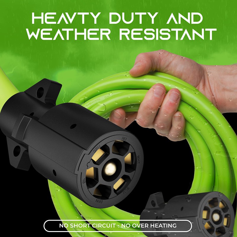 GearIT 7 Way Trailer Cord (16 Feet) 7-Pin Plug Weatherproof