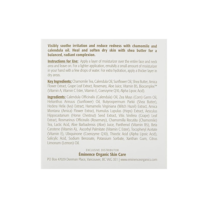 Eminence Organic Skincare Calm Skin Moisturizer for Sensitive Skin, Chamomile,