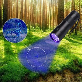 Lolo Linterna Ultravioleta 12 LED Lámpara UV Portatil Luz 395nm, Detector de Billetes, orina, manchas, joyas, colección,Caza de Alacranes