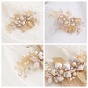 dinghaole Gold Wedding Hair Clip, Crystal Pearl Hair Pins Accessories,