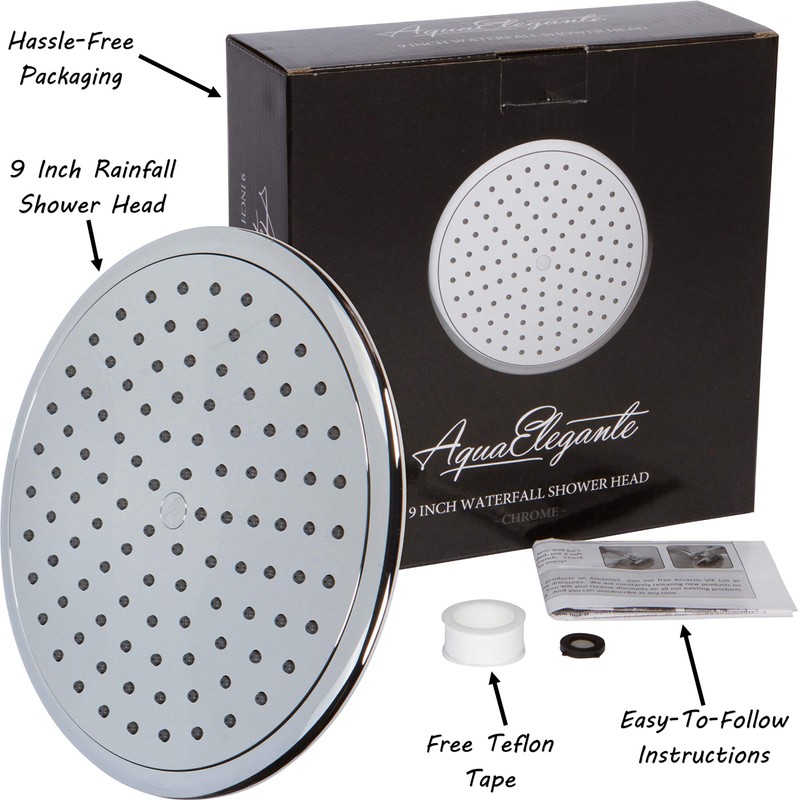 Waterfall Showerhead - 9 Inch Large Overhead Rain Shower Head