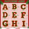 52 Pcs Red and Green Striped Christmas Patches Embroidered Chenille