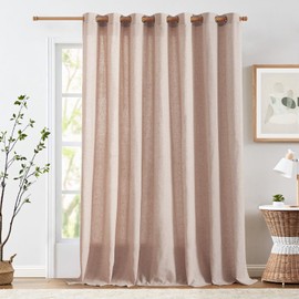 jinchan Linen Blend Semi Sheer Curtains 100W x 108L Inch Extra Wide Tan for Bedroom Curtains Light Weight Soft Window Grommet Drapes 1-Panel Set