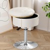 ACEQLYT Adjustable Vanity Stool with Storage, Modern White Leather Vanity