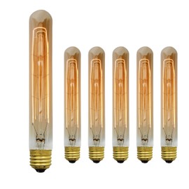 Bunnit Bulbs Vintage Edison Bulb, T9 T9-185 Tube Hairpin/Leaf, 60w, Medium (Standard) E26 Base, 6-Pack