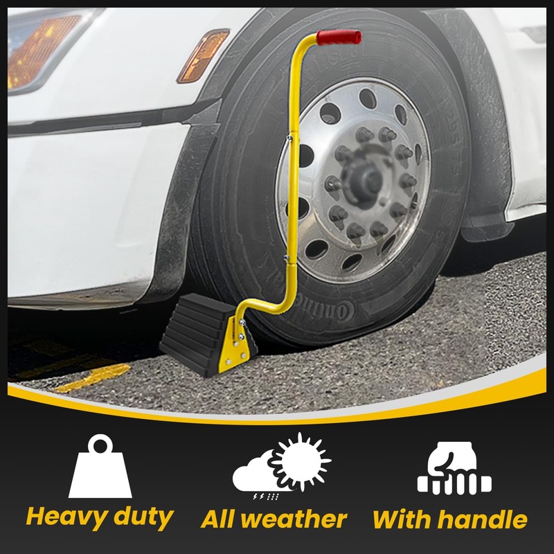 ROBLOCK 2 Pack Heavy Duty Rubber Wheel Chocks with Handle