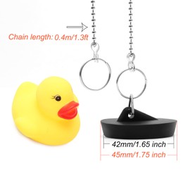 Bathtub Plug with Stainless Steel Ball Chain 45mm, Rubber Floating Bathtub Stopper and Chain, Universal Drain Plug with Long Chain for Bathroom, Kitchen, Sink
