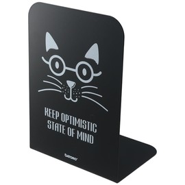 GetCoupon 1/2 Pair Metal Bookends, Cute Black White Cat Book Ends Books Holder, Magazine File Rack Bookshelf Decor, for Home, Office