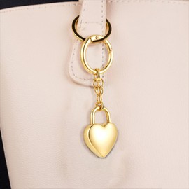 Eldraqth Gold Heart Padlock Bag Charms, Heart KeyChain for Women Bagchain Hearts Shaped Keychain Accessories Gold Silver Fashion Keychains Accessories Handbag Charms for Bags Women