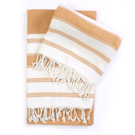 Goroly Home Cotton Turkish Peshtemal Beach Towel, Extra Large, Thin Quick Dry Sand Free Pool & Swim Towel, Bathing Blanket, Travel Essentials, (Mustard, 36x71 Inches)