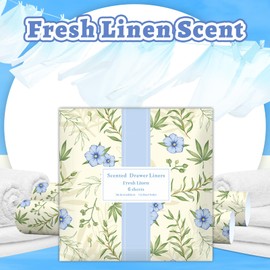 Linen Scented Drawer Liners, 6 Sheets Scent Paper for Drawers, Wardrobes, Shelves & Cupboards