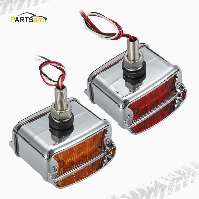 Partsam - 2 luces LED de doble cara ámbar/rojo, 12