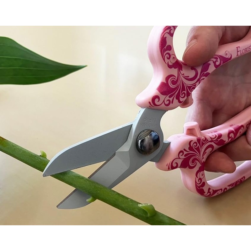 Chikamasa Chikamasa Florist Flower Shears Deluxe Arabesque Pattern Pink MF-9000PA