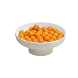 LONG XIN SERIES 1PCS Fruit Bowl with Draining Holes Fruit Basket White Pedestal Bowl for Home Décor Kitchen Countertop Centerpiece Round Large Bowls Bread Fruit Trays Salad Dessert Display Trays