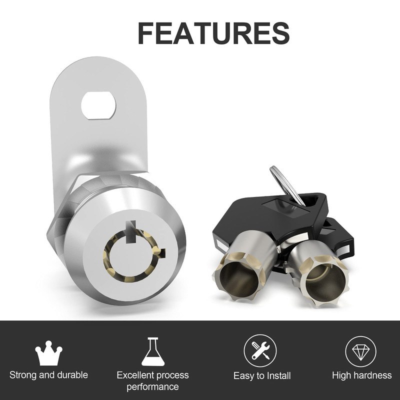 5 Pack Cam Locks Keyed Alike, 5/8" Cabinet Locks with