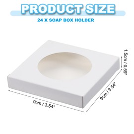 PATIKIL Paper Soap Boxes, 24Pcs 3.5"x3.5"x0.6" Kraft Square Paper Boxes Handmade Soap Boxes with Round Clear Window for Bakery Candy Soap Making Birthday Christmas DIY Craft, White