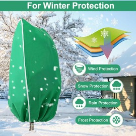 Hcirjhie Plant Covers Freeze Protection，31.4''W×47'' H Covers Frost Cloth Plant Anti-Freeze Shrub Protection Bag with Zipper Drawstring Frost Blankets for Outdoor Plants (2 Pack)