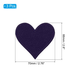 PATIKIL Iron-on Patches, 3 Pack Heart Shaped Sew Embroidered Patches Love Appliques Embellishments for Clothing Jackets Hat Backpack Repairing Decorations, Navy Blue