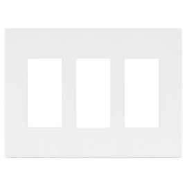 LIDER Matte Finish Triple Decorator Switch Cover, Screwless Wall Plate, Mid-Size 3-Gang 4.88" x 6.77", Polycarbonate Thermoplastic, UL Listed, LSWP-33M-W, White