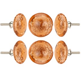 Set of 6 Crystal Glass Knobs Kitchen Cabinet Cupboard Glass Door Knobs Dresser Wardrobe and Drawer Pull by Perilla Home (Amber)