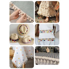 WANYI 1M Pom Pom Trim Pompoms Trims and Ribbons for Sewing Fringe Trim with Pom Poms Ball Fringe Trim Tassel Trim Sewing Accessories for Crafts Curtains Clothing Party Decoration (11)