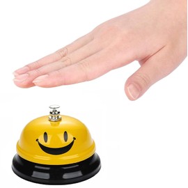 UQMIQURA Table Bell, Metal Table Bell, Bell Table Bell, Metal Bells, Reception Bell, Call Bell, Reception Bell with Crisp Ringing for Restaurants, Hotels (Yellow)