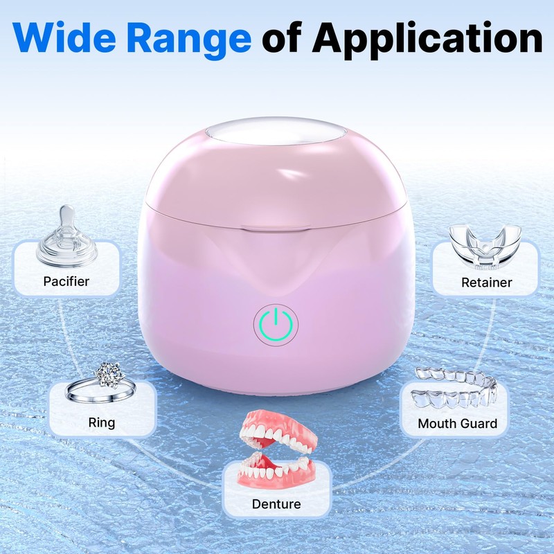 CXRUY Ultrasonic Retainer Cleaner - UV Dental Cleaning Pod Night