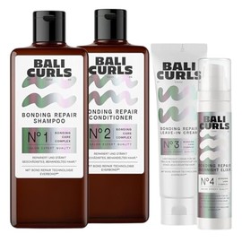 Bali Curls Bonding Repair Set - 4-Step Care & Repair Routine for Damaged Curls - Shampoo, Conditioner, Leave-In & Overnight Elixir