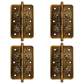 Cimown Decorative Hinge - Antique Bronze Mini Hinges - Vintage Hinges - Antique Brass Double Doors Hinges,for Decorating cabinets, Wine cabinets, Wooden Doors, bookcases