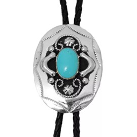 Western Express Men's Faux Turquoise Stone Bolo Tie Silver One Size