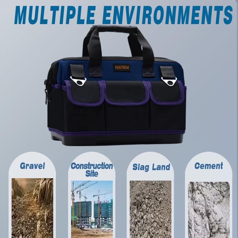FASTECH 20in Heavy Duty Bottom Tool Bag With Wide Mouth