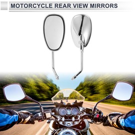 X AUTOHAUX 1 Set Universal Motorcycle Rear View Mirrors Adjustable Bar End Side Mirrors Mount M10 Chrome Silver Tone Iron Plastic Oval Shape