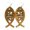 Teri's Boutique Ichthus Christian Easter Wood Vertical Jesus Fish Women