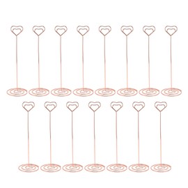 15PCS Table Number Holder 22cm Heart Shaped Iron Wire Picture Holder Stand for Wedding Memos Rose Gold