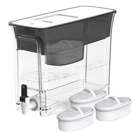 Waterdrop 35-Cup Slim Water Filter Dispenser, Large Capacity Water Filter Pitcher, 200-Gallon Long-Life, 5X Lifetime, Reduces Chlorine, PFOA/PFOS and More, BPA Free, Black (with 3 Filters)